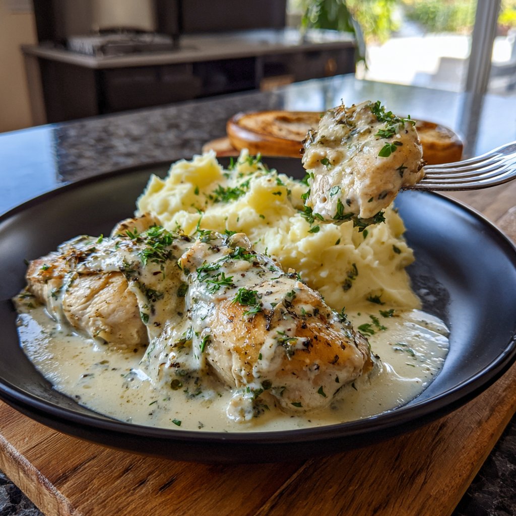 Baked Creamy Herb Chicken with Mashed Potatoes